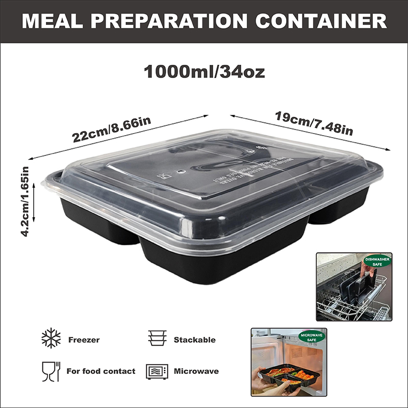 3-Compartment 34 Oz/1000 Ml, 1 - огляд і ціна Meal Prep Recipes